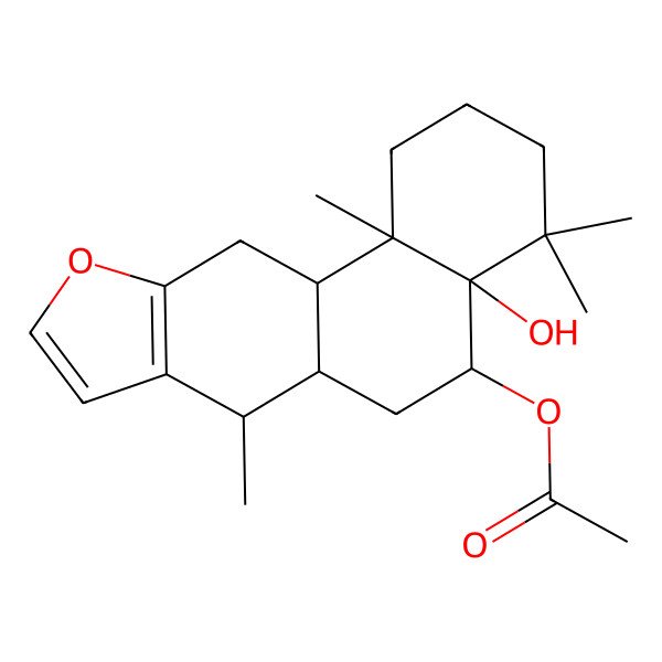 2D Structure of (4a-hydroxy-4,4,7,11b-tetramethyl-2,3,5,6,6a,7,11,11a-octahydro-1H-naphtho[2,1-f][1]benzofuran-5-yl) acetate