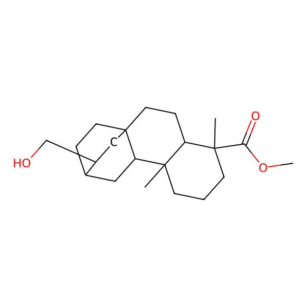 2D Structure of methyl (1R,4S,5R,9S,10R,12S,13R)-13-(hydroxymethyl)-5,9-dimethyltetracyclo[10.2.2.01,10.04,9]hexadecane-5-carboxylate