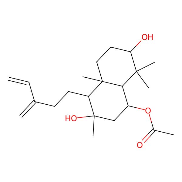 2D Structure of [(1R,3S,4R,4aR,7R,8aR)-3,7-dihydroxy-3,4a,8,8-tetramethyl-4-(3-methylidenepent-4-enyl)-2,4,5,6,7,8a-hexahydro-1H-naphthalen-1-yl] acetate