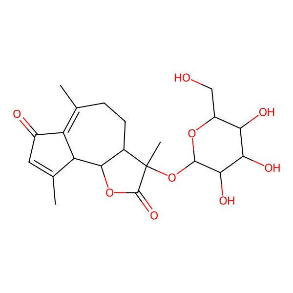 2D Structure of (3R,3aR,9aS,9bR)-3,6,9-trimethyl-3-[(2S,3R,4S,5S,6R)-3,4,5-trihydroxy-6-(hydroxymethyl)oxan-2-yl]oxy-4,5,9a,9b-tetrahydro-3aH-azuleno[4,5-b]furan-2,7-dione