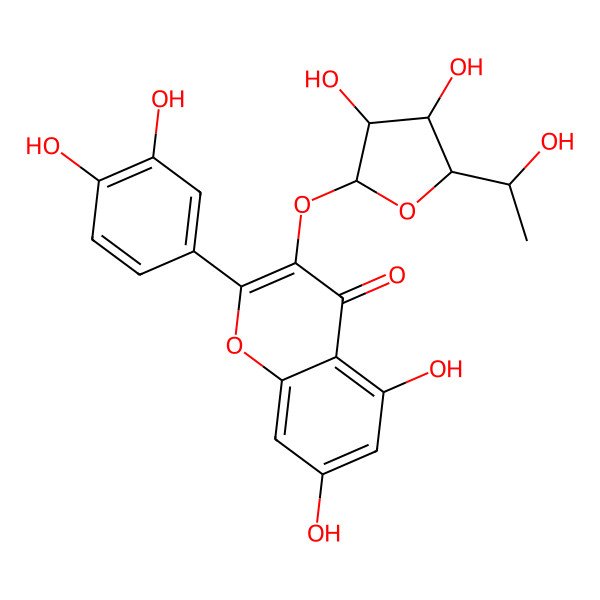 2D Structure of 3-[(2R,3S,4R,5S)-3,4-dihydroxy-5-[(1S)-1-hydroxyethyl]oxolan-2-yl]oxy-2-(3,4-dihydroxyphenyl)-5,7-dihydroxychromen-4-one