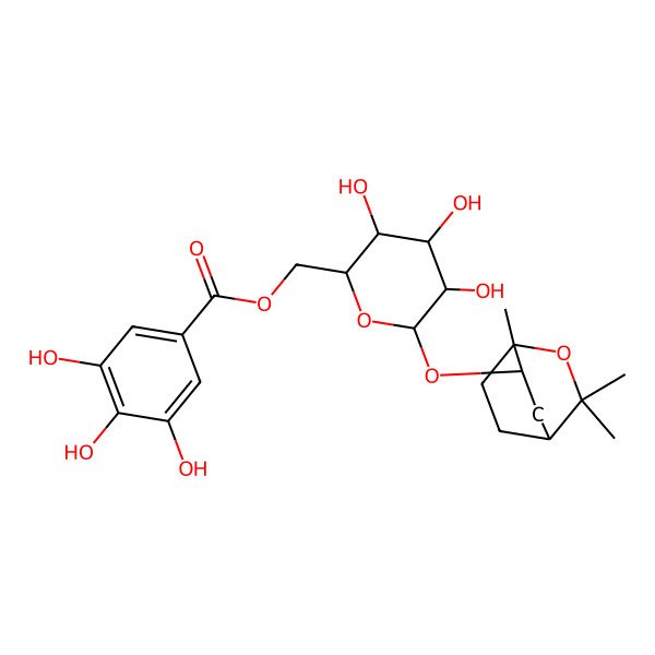 2D Structure of [(2R,3S,4S,5R,6S)-3,4,5-trihydroxy-6-[[(1S,4R,6S)-1,3,3-trimethyl-2-oxabicyclo[2.2.2]octan-6-yl]oxy]oxan-2-yl]methyl 3,4,5-trihydroxybenzoate