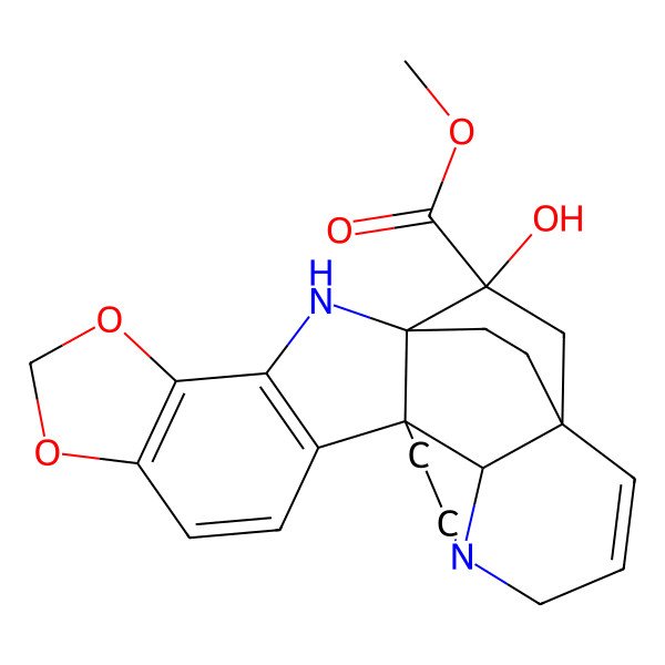 2D Structure of methyl (1R,12R,19S,21S,24S)-21-hydroxy-5,7-dioxa-2,15-diazaheptacyclo[17.2.2.112,15.01,12.03,11.04,8.019,24]tetracosa-3(11),4(8),9,17-tetraene-21-carboxylate