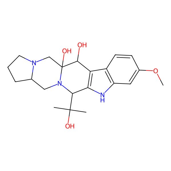 2D Structure of (1R,2S,12R,15S)-12-(2-hydroxypropan-2-yl)-7-methoxy-10,13,19-triazapentacyclo[11.7.0.03,11.04,9.015,19]icosa-3(11),4(9),5,7-tetraene-1,2-diol