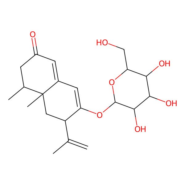 2D Structure of 4,4a-Dimethyl-6-prop-1-en-2-yl-7-[3,4,5-trihydroxy-6-(hydroxymethyl)oxan-2-yl]oxy-3,4,5,6-tetrahydronaphthalen-2-one