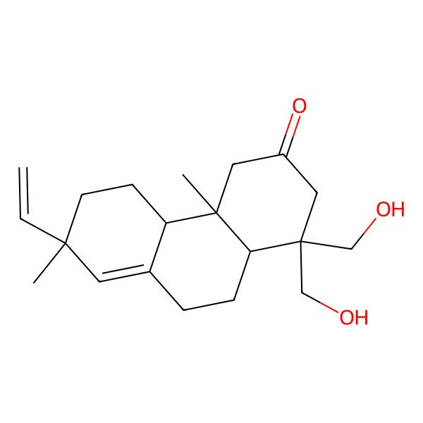2D Structure of (4aS,4bR,7S,10aS)-7-ethenyl-1,1-bis(hydroxymethyl)-4a,7-dimethyl-2,4,4b,5,6,9,10,10a-octahydrophenanthren-3-one