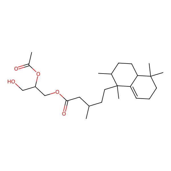 2D Structure of [(2S)-2-acetyloxy-3-hydroxypropyl] (3R)-5-[(1R,2R,4aS)-1,2,5,5-tetramethyl-2,3,4,4a,6,7-hexahydronaphthalen-1-yl]-3-methylpentanoate