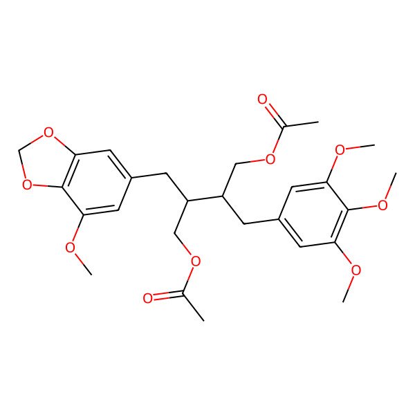 2D Structure of [(2S,3S)-3-(acetyloxymethyl)-2-[(7-methoxy-1,3-benzodioxol-5-yl)methyl]-4-(3,4,5-trimethoxyphenyl)butyl] acetate