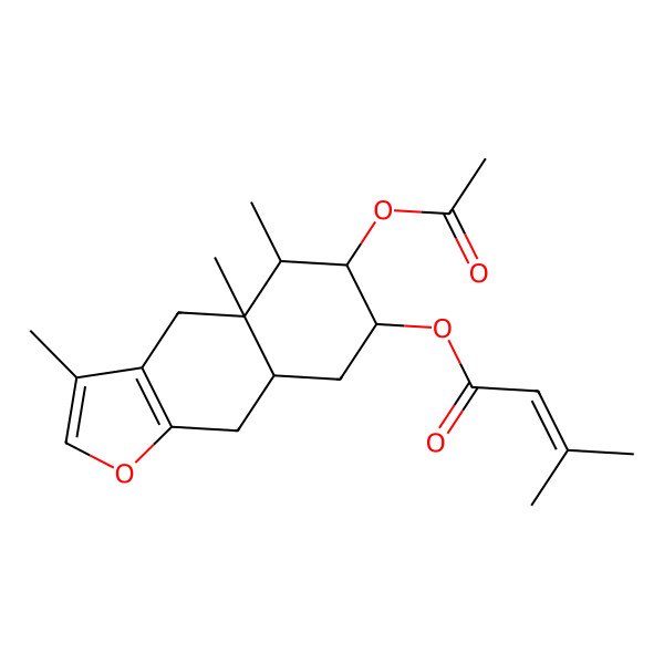 2D Structure of [(4aR,5R,6S,7S,8aS)-6-acetyloxy-3,4a,5-trimethyl-5,6,7,8,8a,9-hexahydro-4H-benzo[f][1]benzofuran-7-yl] 3-methylbut-2-enoate