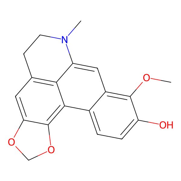 2D Structure of 15-Methoxy-11-methyl-3,5-dioxa-11-azapentacyclo[10.7.1.02,6.08,20.014,19]icosa-1(19),2(6),7,12(20),13,15,17-heptaen-16-ol
