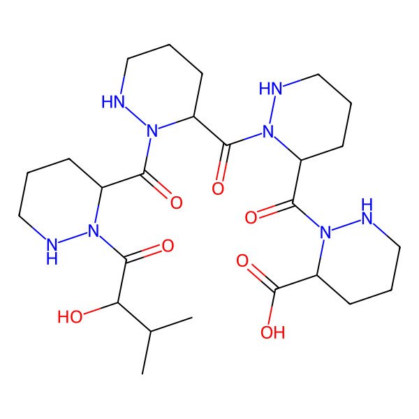2D Structure of 2-[2-[2-[2-(2-Hydroxy-3-methylbutanoyl)diazinane-3-carbonyl]diazinane-3-carbonyl]diazinane-3-carbonyl]diazinane-3-carboxylic acid