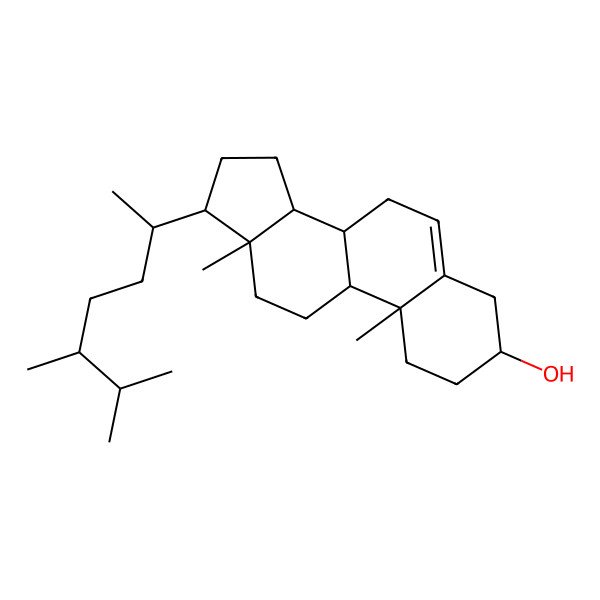 2D Structure of (3R,8S,9S,10R,13R,14S,17R)-17-[(2R,5R)-5,6-dimethylheptan-2-yl]-10,13-dimethyl-2,3,4,7,8,9,11,12,14,15,16,17-dodecahydro-1H-cyclopenta[a]phenanthren-3-ol