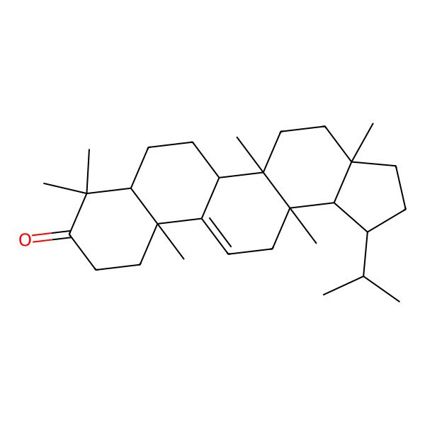 2D Structure of 3a,5a,8,8,11a,13a-hexamethyl-1-propan-2-yl-2,3,4,5,5b,6,7,7a,10,11,13,13b-dodecahydro-1H-cyclopenta[a]chrysen-9-one