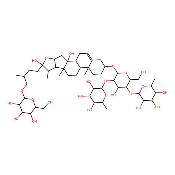 2D Structure of (2S,3R,4R,5R,6S)-2-[(2R,3S,4S,5R,6R)-6-[[(1R,2R,4S,6S,7S,8R,9R,12S,13R,16S)-2,6-dihydroxy-7,9,13-trimethyl-6-[(3R)-3-methyl-4-[(2R,3R,4S,5S,6R)-3,4,5-trihydroxy-6-(hydroxymethyl)oxan-2-yl]oxybutyl]-5-oxapentacyclo[10.8.0.02,9.04,8.013,18]icos-18-en-16-yl]oxy]-4-hydroxy-2-(hydroxymethyl)-5-[(2S,3R,4R,5R,6S)-3,4,5-trihydroxy-6-methyloxan-2-yl]oxyoxan-3-yl]oxy-6-methyloxane-3,4,5-triol