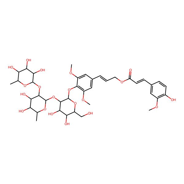 2D Structure of [(E)-3-[4-[(2S,4S,5S)-3-[4,5-dihydroxy-6-methyl-3-[(3S,4S,5S,6R)-3,4,5-trihydroxy-6-methyloxan-2-yl]oxyoxan-2-yl]oxy-4,5-dihydroxy-6-(hydroxymethyl)oxan-2-yl]oxy-3,5-dimethoxyphenyl]prop-2-enyl] (E)-3-(4-hydroxy-3-methoxyphenyl)prop-2-enoate
