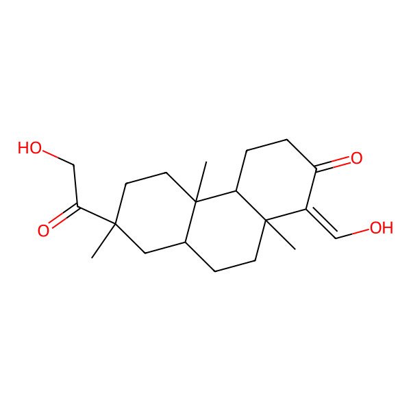 2D Structure of (4aR,4bS,7S,8aS,10aS)-7-(2-hydroxyacetyl)-1-(hydroxymethylidene)-4b,7,10a-trimethyl-4,4a,5,6,8,8a,9,10-octahydro-3H-phenanthren-2-one