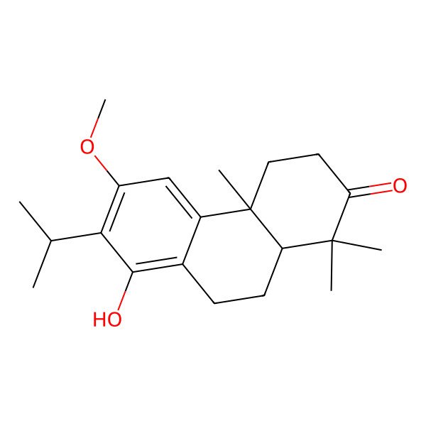 2D Structure of (4aS,10aR)-8-hydroxy-6-methoxy-1,1,4a-trimethyl-7-propan-2-yl-4,9,10,10a-tetrahydro-3H-phenanthren-2-one 2D Structure of (4aS,10aR)-8-hydroxy-6-methoxy-1,1,4a-trimethyl-7-propan-2-yl-4,9,10,10a-tetrahydro-3H-phenanthren-2-one