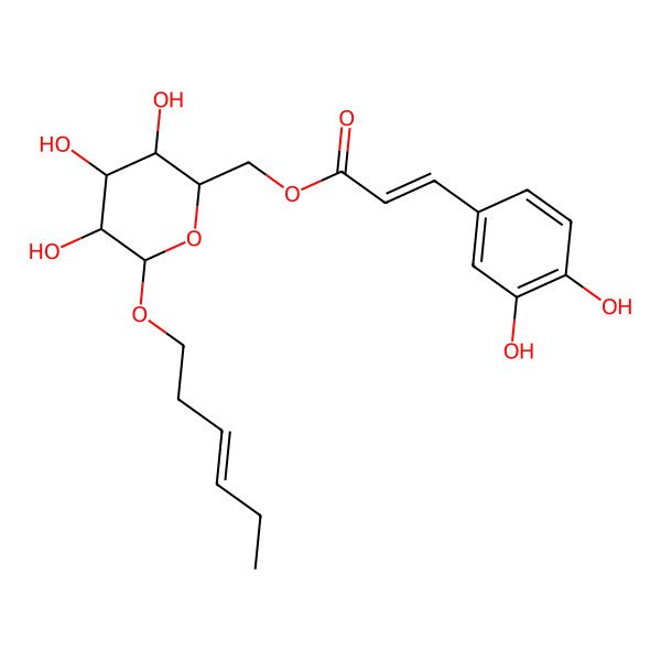 2D Structure of [(2R,3S,4S,5R,6R)-6-[(Z)-hex-3-enoxy]-3,4,5-trihydroxyoxan-2-yl]methyl (E)-3-(3,4-dihydroxyphenyl)prop-2-enoate
