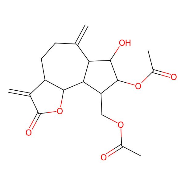 2D Structure of (8-acetyloxy-7-hydroxy-3,6-dimethylidene-2-oxo-4,5,6a,7,8,9,9a,9b-octahydro-3aH-azuleno[8,7-b]furan-9-yl)methyl acetate