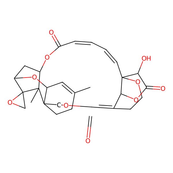 2D Structure of 27-Hydroxy-9,15-dimethylspiro[7,12,20,25,28-pentaoxahexacyclo[21.4.3.18,11.01,24.09,18.013,18]hentriaconta-2,4,14,22-tetraene-10,2'-oxirane]-6,21,26-trione