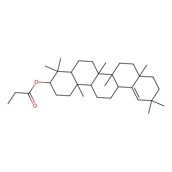 2D Structure of [(3S,4aR,6aS,6aR,6bR,8aR,14aR,14bR)-4,4,6a,6b,8a,11,11,14b-octamethyl-1,2,3,4a,5,6,6a,7,8,9,10,13,14,14a-tetradecahydropicen-3-yl] propanoate