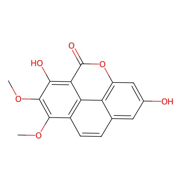 2D Structure of 5,13-Dihydroxy-6,7-dimethoxy-2-oxatetracyclo[6.6.2.04,16.011,15]hexadeca-1(15),4,6,8(16),9,11,13-heptaen-3-one