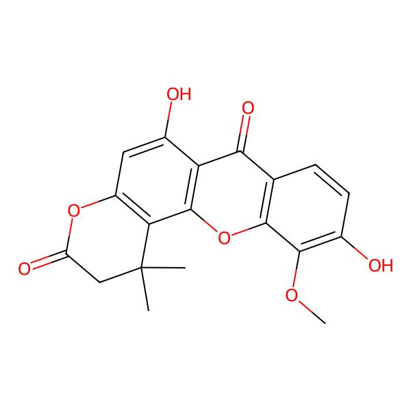 2D Structure of 6,10-dihydroxy-11-methoxy-1,1-dimethyl-2H-pyrano[2,3-c]xanthene-3,7-dione