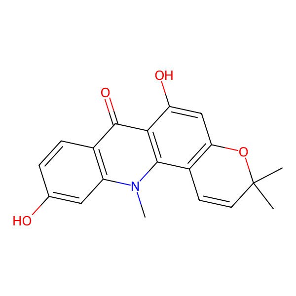 2D Structure of 6,10-Dihydroxy-3,3,12-trimethylpyrano[2,3-c]acridin-7-one