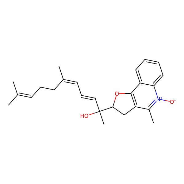2D Structure of 6,10-Dimethyl-2-(4-methyl-5-oxido-2,3-dihydrofuro[3,2-c]quinolin-5-ium-2-yl)undeca-3,5,9-trien-2-ol