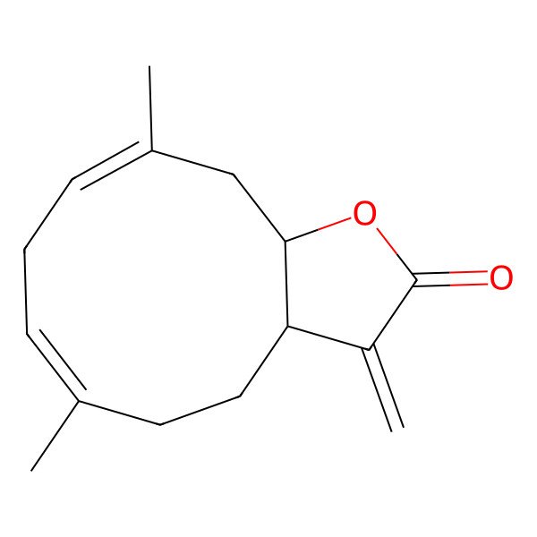 2D Structure of 6,10-Dimethyl-3-methylidene-3a,4,5,8,11,11a-hexahydrocyclodeca[b]furan-2-one