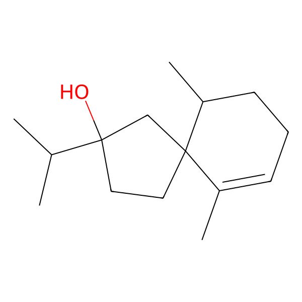 2D Structure of 6,10-Dimethyl-3-propan-2-ylspiro[4.5]dec-9-en-3-ol