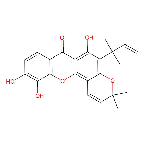 2D Structure of 6,10,11-Trihydroxy-3,3-dimethyl-5-(2-methylbut-3-en-2-yl)pyrano[2,3-c]xanthen-7-one