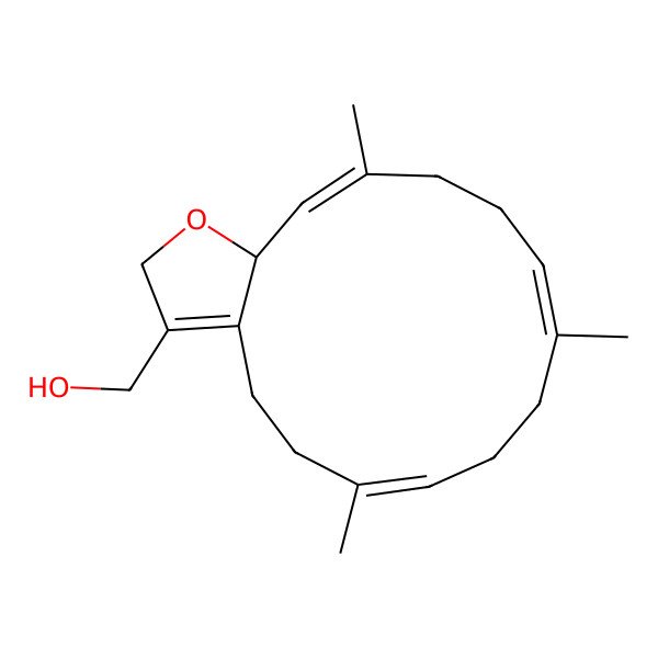 2D Structure of (6,10,14-Trimethyl-2,4,5,8,9,12,13,15a-octahydrocyclotetradeca[b]furan-3-yl)methanol