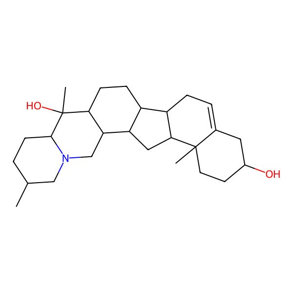 2D Structure of 6,10,23-Trimethyl-4-azahexacyclo[12.11.0.02,11.04,9.015,24.018,23]pentacos-17-ene-10,20-diol