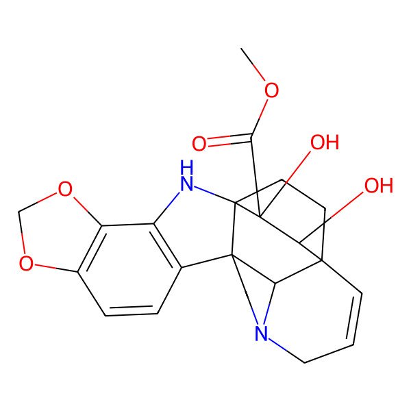 2D Structure of methyl (1S,12R,19R,20R,21R,24R)-20,21-dihydroxy-5,7-dioxa-2,15-diazaheptacyclo[17.2.2.112,15.01,12.03,11.04,8.019,24]tetracosa-3(11),4(8),9,17-tetraene-21-carboxylate
