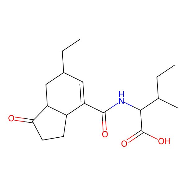 2D Structure of (2R,3S)-2-[[(3aS,6R,7aS)-6-ethyl-1-oxo-2,3,3a,6,7,7a-hexahydroindene-4-carbonyl]amino]-3-methylpentanoic acid