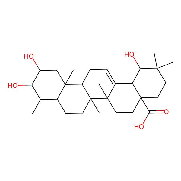 2D Structure of 1,10,11-trihydroxy-2,2,6a,6b,9,12a-hexamethyl-3,4,5,6,6a,7,8,8a,9,10,11,12,13,14b-tetradecahydro-1H-picene-4a-carboxylic acid