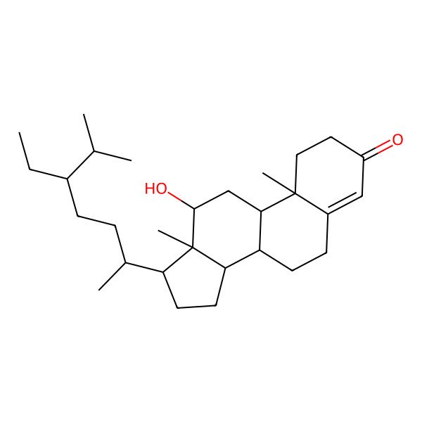 2D Structure of 17-(5-Ethyl-6-methylheptan-2-yl)-12-hydroxy-10,13-dimethyl-1,2,6,7,8,9,11,12,14,15,16,17-dodecahydrocyclopenta[a]phenanthren-3-one