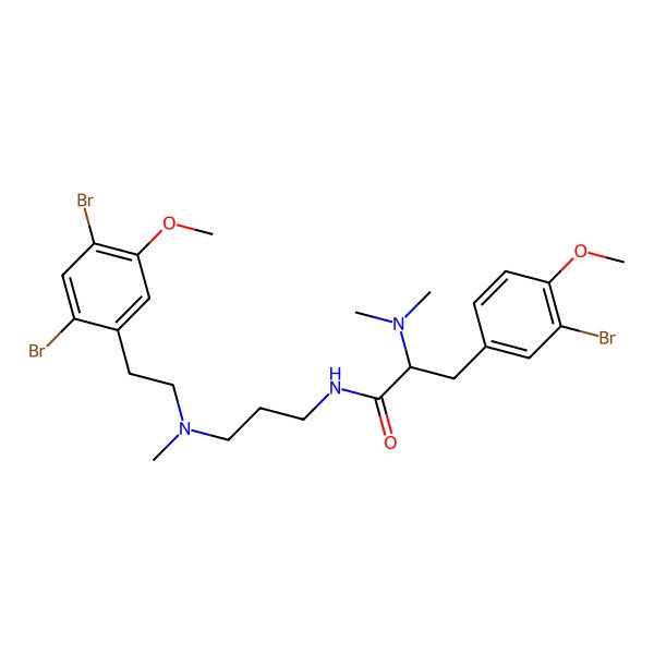 2D Structure of (2R)-3-(3-bromo-4-methoxyphenyl)-N-[3-[2-(2,4-dibromo-5-methoxyphenyl)ethyl-methylamino]propyl]-2-(dimethylamino)propanamide