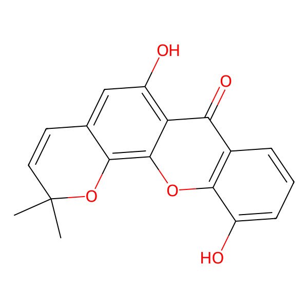 2D Structure of 6,11-Dihydroxy-2,2-dimethylpyrano(3,2-c)xanthen-7(2H)-one
