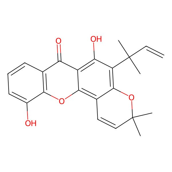 2D Structure of 6,11-Dihydroxy-3,3-dimethyl-5-(2-methylbut-3-en-2-yl)pyrano[2,3-c]xanthen-7-one
