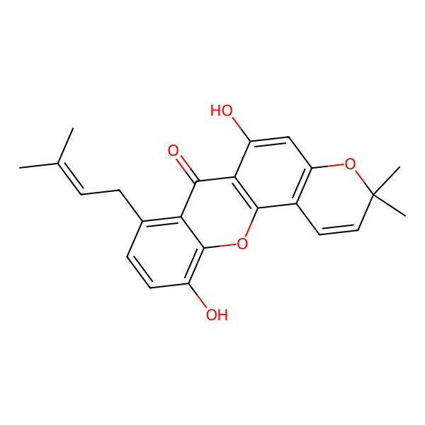 2D Structure of 6,11-Dihydroxy-3,3-dimethyl-8-(3-methylbut-2-enyl)pyrano[2,3-c]xanthen-7-one