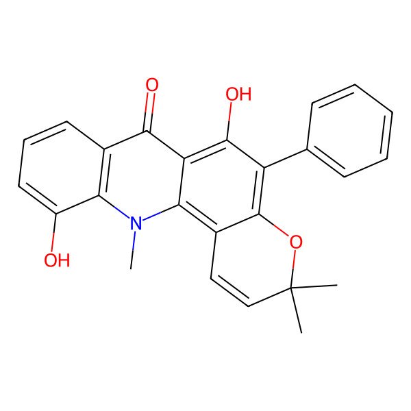 2D Structure of 6,11-Dihydroxy-3,3,12-trimethyl-5-phenylpyrano[2,3-c]acridin-7-one