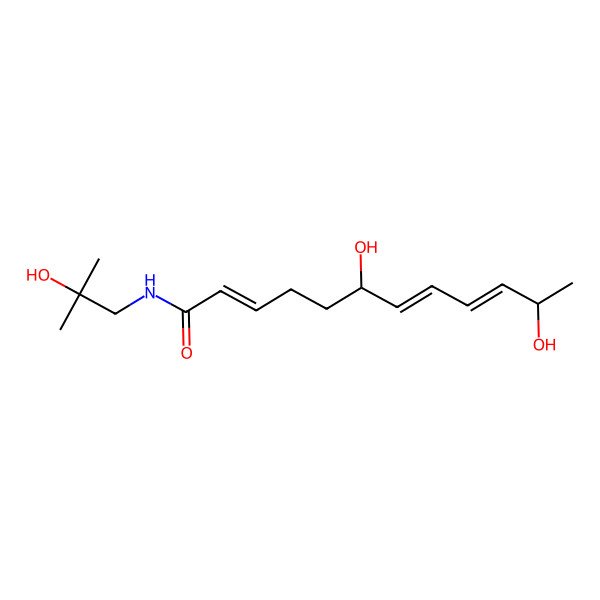 2D Structure of 6,11-dihydroxy-N-(2-hydroxy-2-methylpropyl)dodeca-2,7,9-trienamide