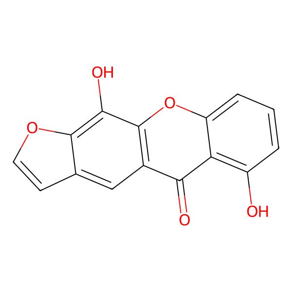 2D Structure of 6,11-Dihydroxyfuro[3,2-b]xanthen-5-one