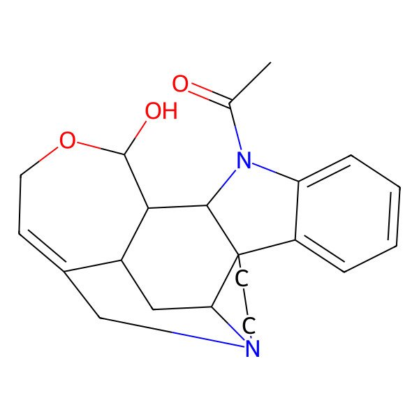 2D Structure of 1-[(12S,13R,14R,19R,21S)-14-hydroxy-15-oxa-1,11-diazahexacyclo[16.3.1.04,12.04,21.05,10.013,19]docosa-5,7,9,17-tetraen-11-yl]ethanone