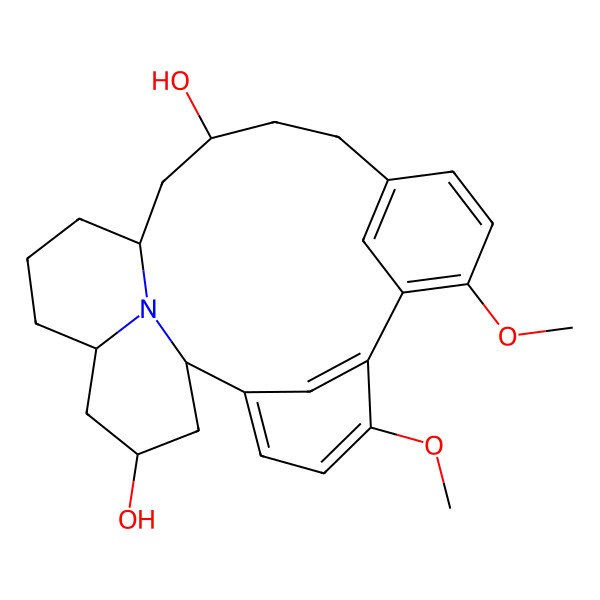 2D Structure of (1R,14S,16S,20R,22R)-5,8-dimethoxy-24-azapentacyclo[14.7.1.12,6.17,11.020,24]hexacosa-2(26),3,5,7,9,11(25)-hexaene-14,22-diol