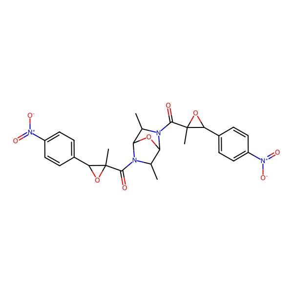 2D Structure of [3,6-Dimethyl-5-[2-methyl-3-(4-nitrophenyl)oxirane-2-carbonyl]-7-oxa-2,5-diazabicyclo[2.2.1]heptan-2-yl]-[2-methyl-3-(4-nitrophenyl)oxiran-2-yl]methanone