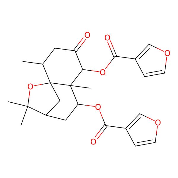 2D Structure of [(1S,2R,5R,6R,7S,9R)-5-(furan-3-carbonyloxy)-2,6,10,10-tetramethyl-4-oxo-11-oxatricyclo[7.2.1.01,6]dodecan-7-yl] furan-3-carboxylate