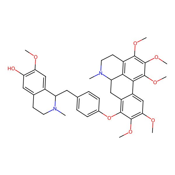 2D Structure of (1S)-1-[[4-[[(6aS)-1,2,3,9,10-pentamethoxy-6-methyl-5,6,6a,7-tetrahydro-4H-dibenzo[de,g]quinolin-8-yl]oxy]phenyl]methyl]-7-methoxy-2-methyl-3,4-dihydro-1H-isoquinolin-6-ol